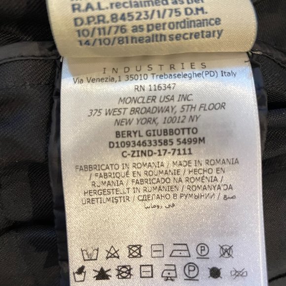 Moncler Womens Beryl Mixed Media Down Jacket NWT 2 MEDIUM Navy - Picture 8 of 10